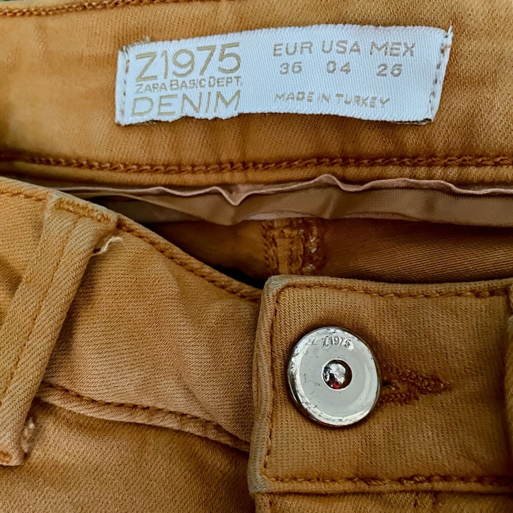 ZARA Basic Department Z1975 Denim Mustard SKINNY Stretch JEANS Size 4 - Picture 8 of 11